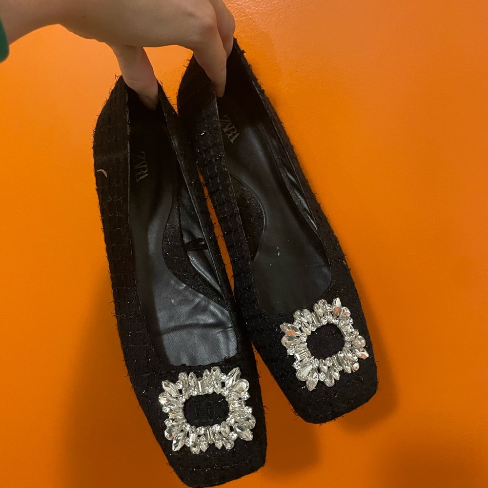 Tweed Ballet Flats with Detail